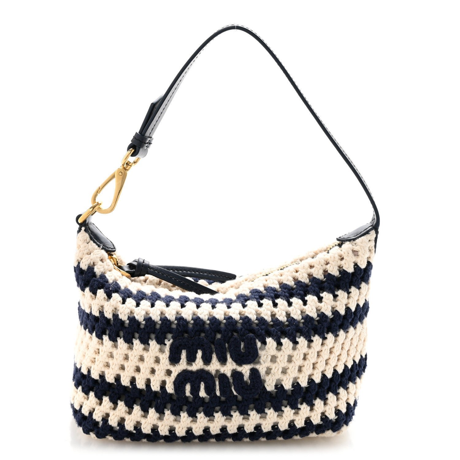 Miu Miu Fabric Crochet Pouch Blue White