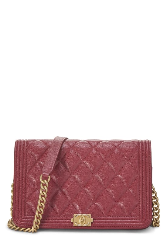 Red Quilted Caviar Boy Wallet on Chain (WOC)