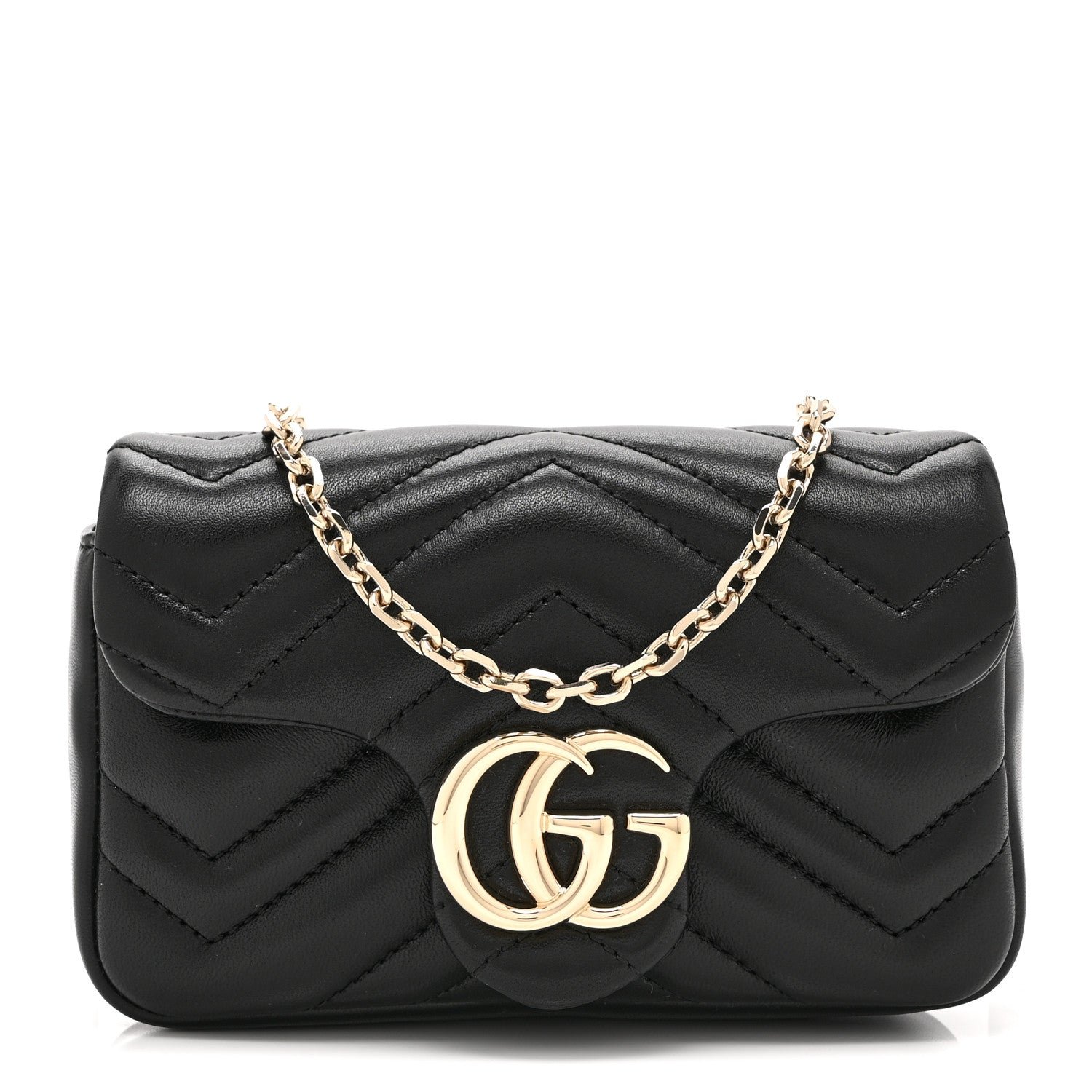 Gucci Lambskin Matelasse Mini GG Marmont Shoulder Bag Black