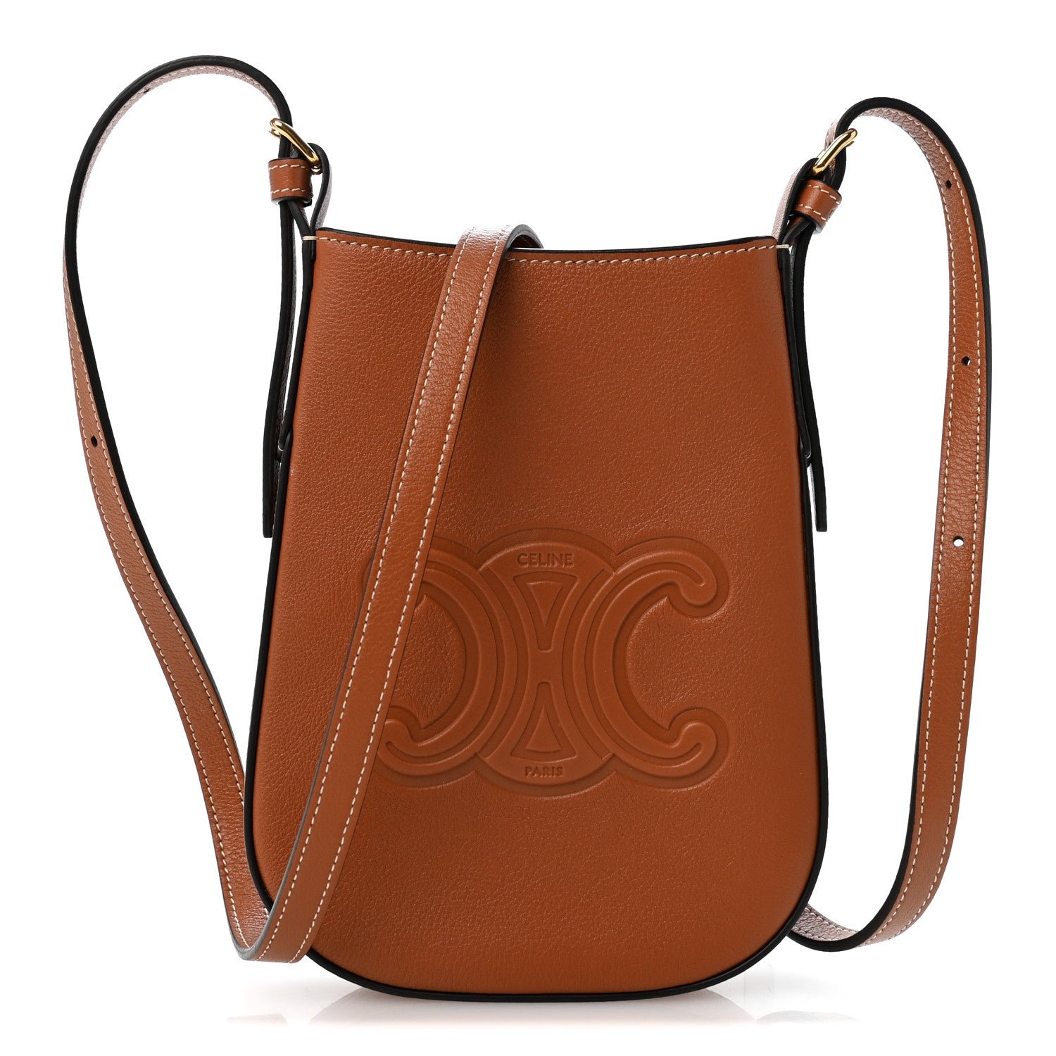 Celine Supple Calfskin Heloise Phone Pouch Tan