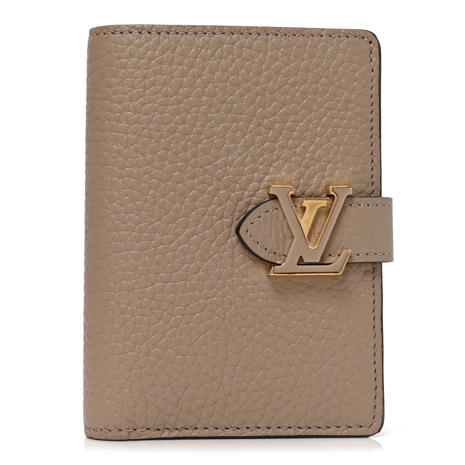 Louis Vuitton Taurillon Capucines Vertical Compact Wallet Galet Grey