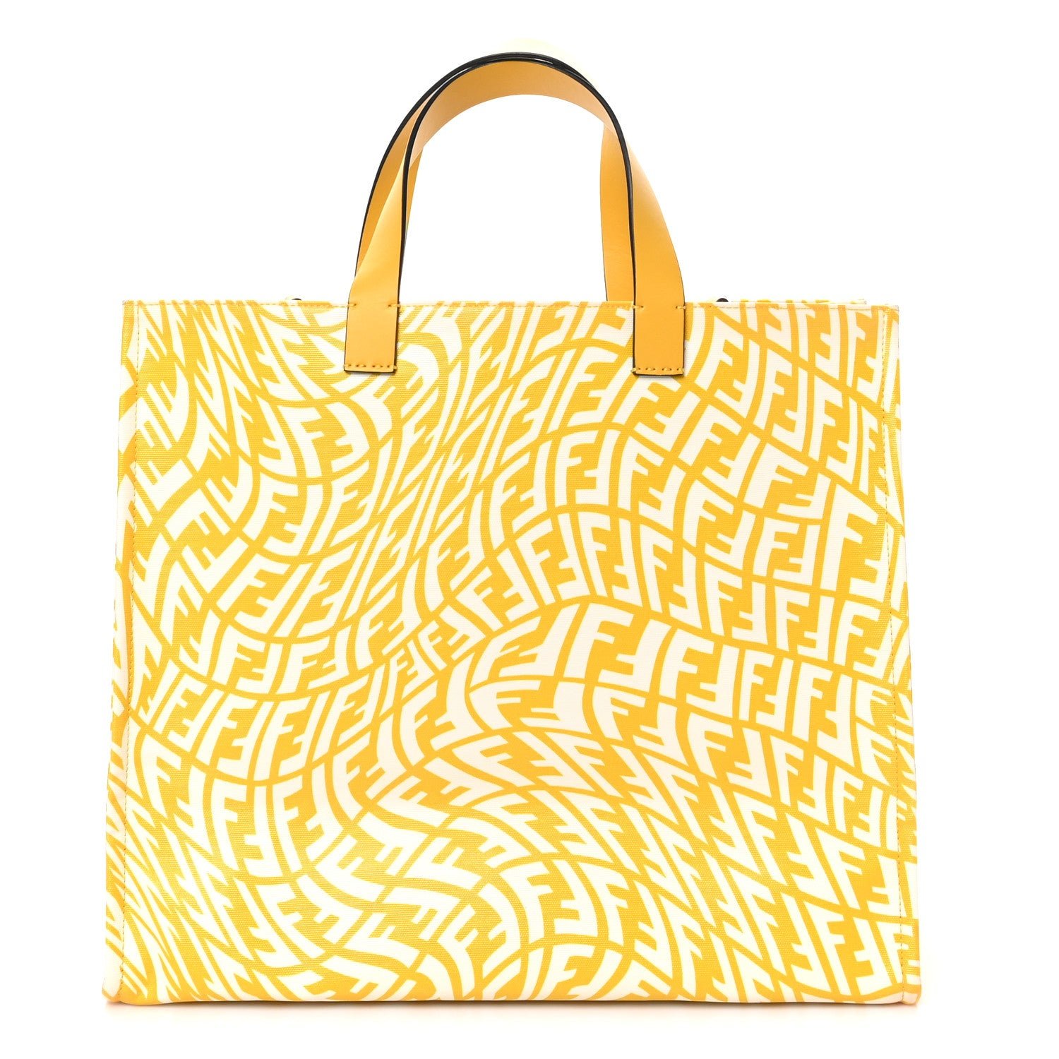 Fendi X SARAH COLEMAN Glazed Canvas Vitello King FF Vertigo Shopping Tote Bag Mimosa White