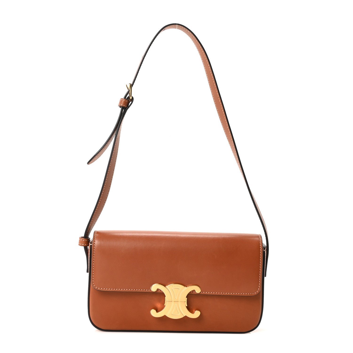 Celine Natural Calfskin Triomphe Shoulder Bag Tan