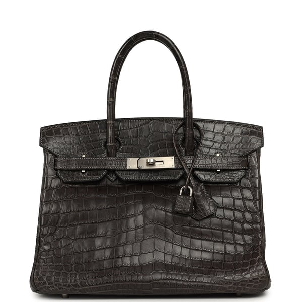 Hermes Vintage Hermes Travel Birkin 30 Graphite Matte Niloticus Crocodile Brushed Palladium Hardware