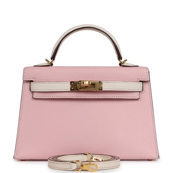 Hermes Special Order (HSS) Kelly Sellier 20 Rose Sakura, Nata Chevre Mysore Gold Hardware