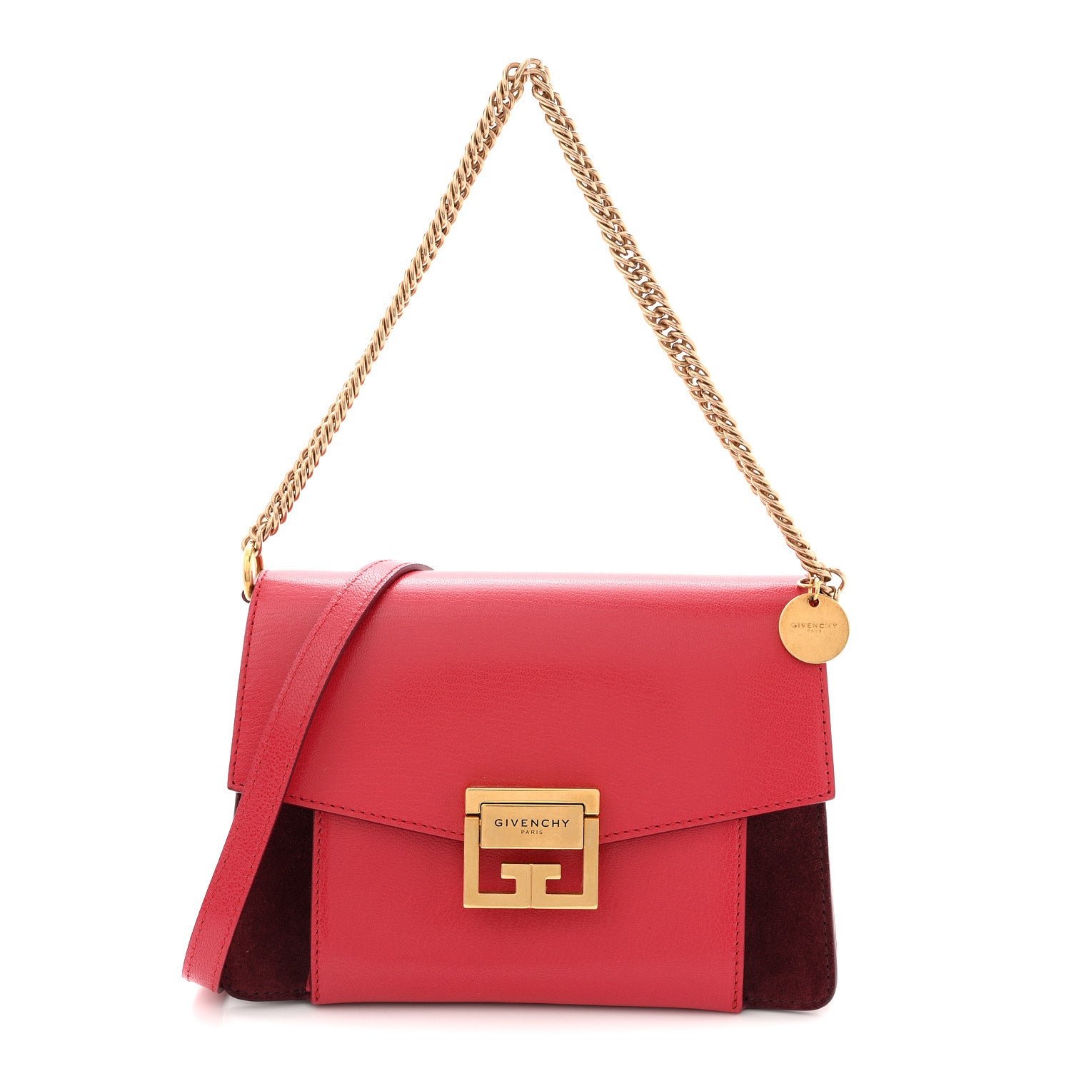 Givenchy Goatskin Suede Small GV3 Shoulder Bag Pink Aubergine