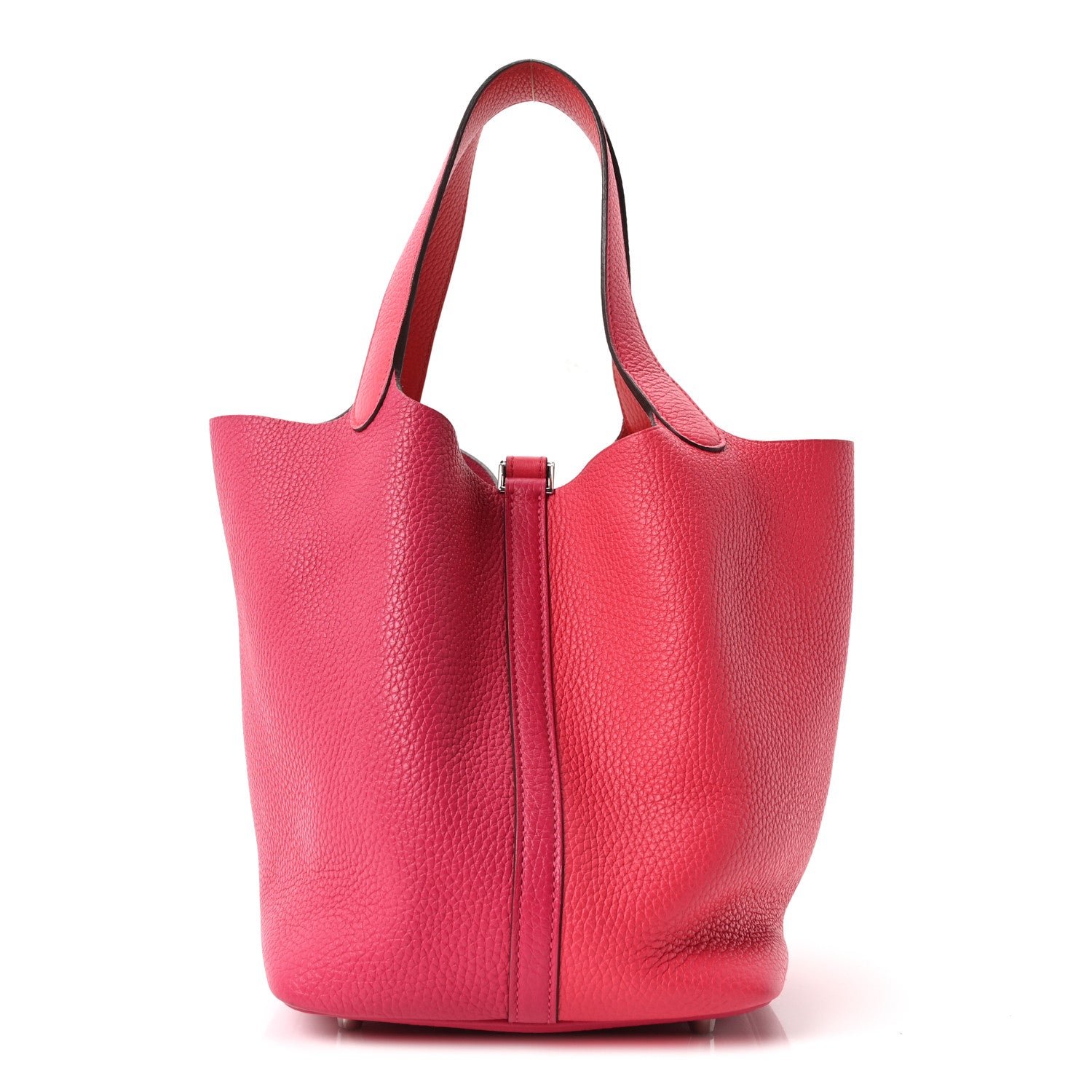 Hermes Taurillon Clemence Casaque Picotin Lock 22 MM Rose Extreme Rose Mexico Rouge De Coeur