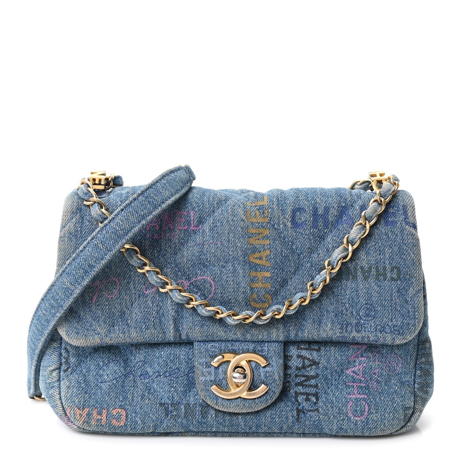 Chanel Denim Quilted Mini Denim Mood Rectangular Flap Blue Multicolor