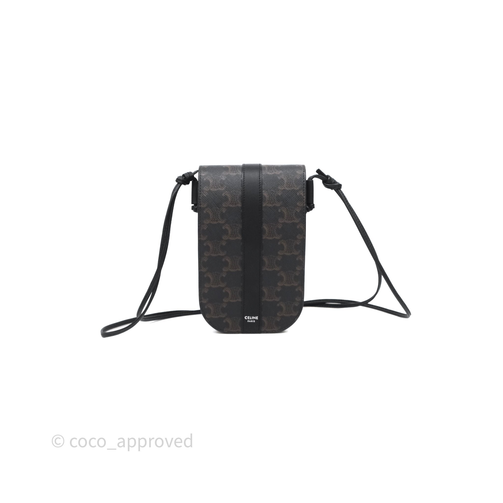 Celine Phone Pouch Black Triomphe Canvas