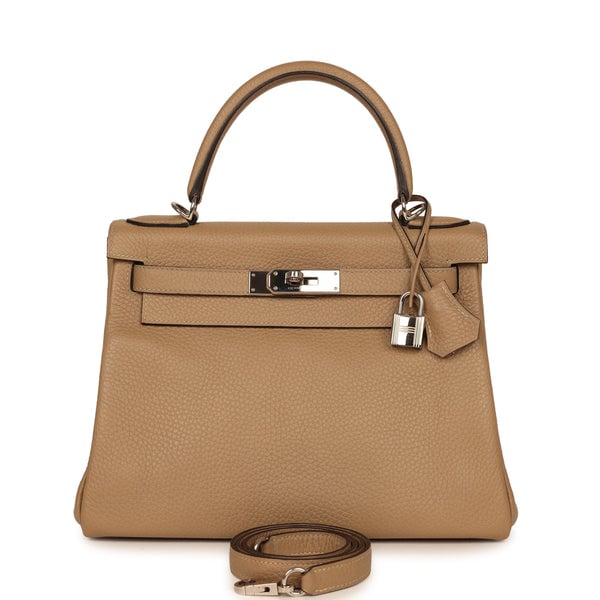 Pre-owned Hermes Kelly Retourne 28 Trench Clemence Palladium Hardware