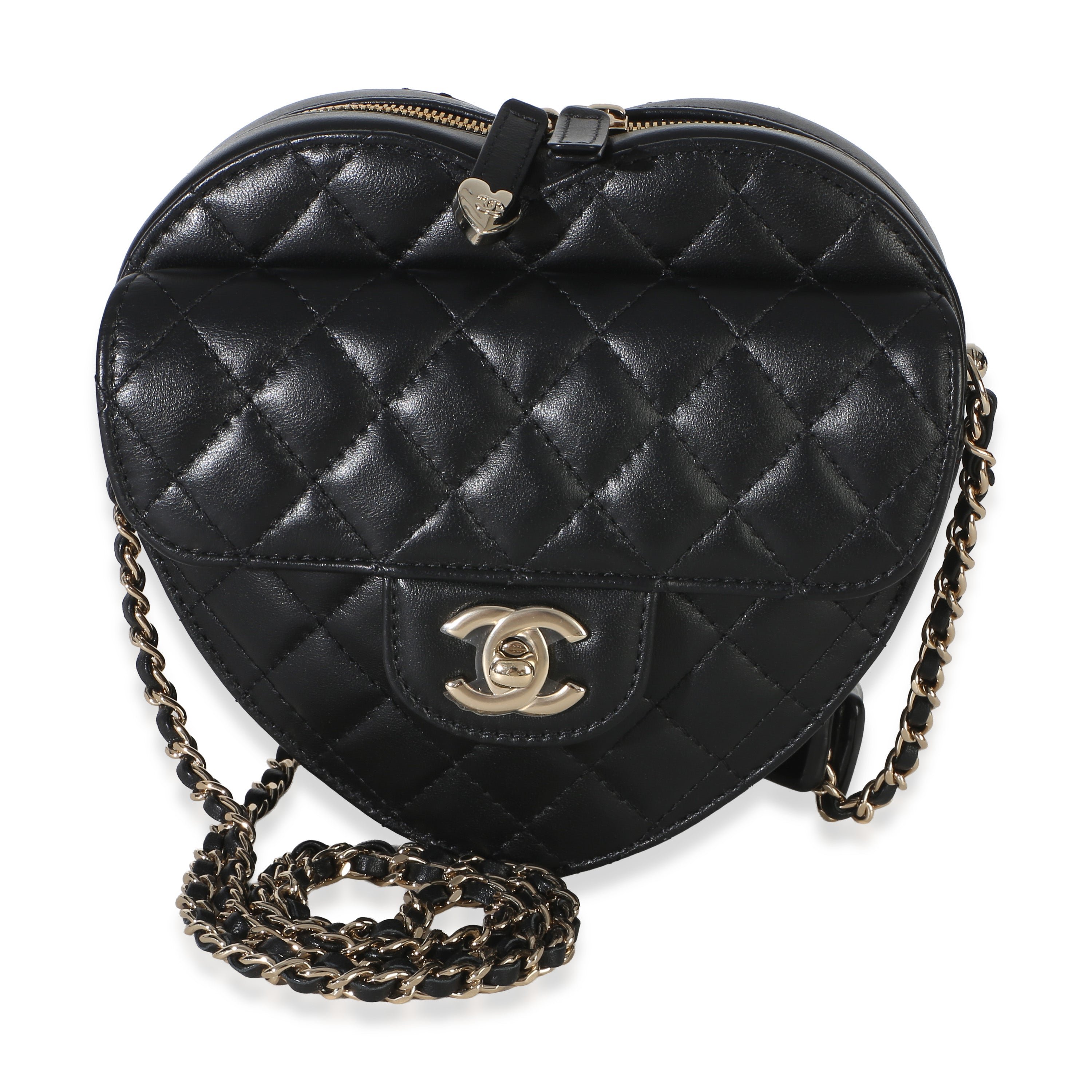 Black Quilted Lambskin CC In Love Heart Bag