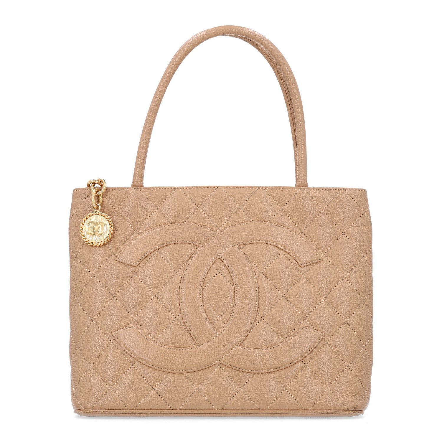 Chanel Caviar Quilted Medallion Tote Beige