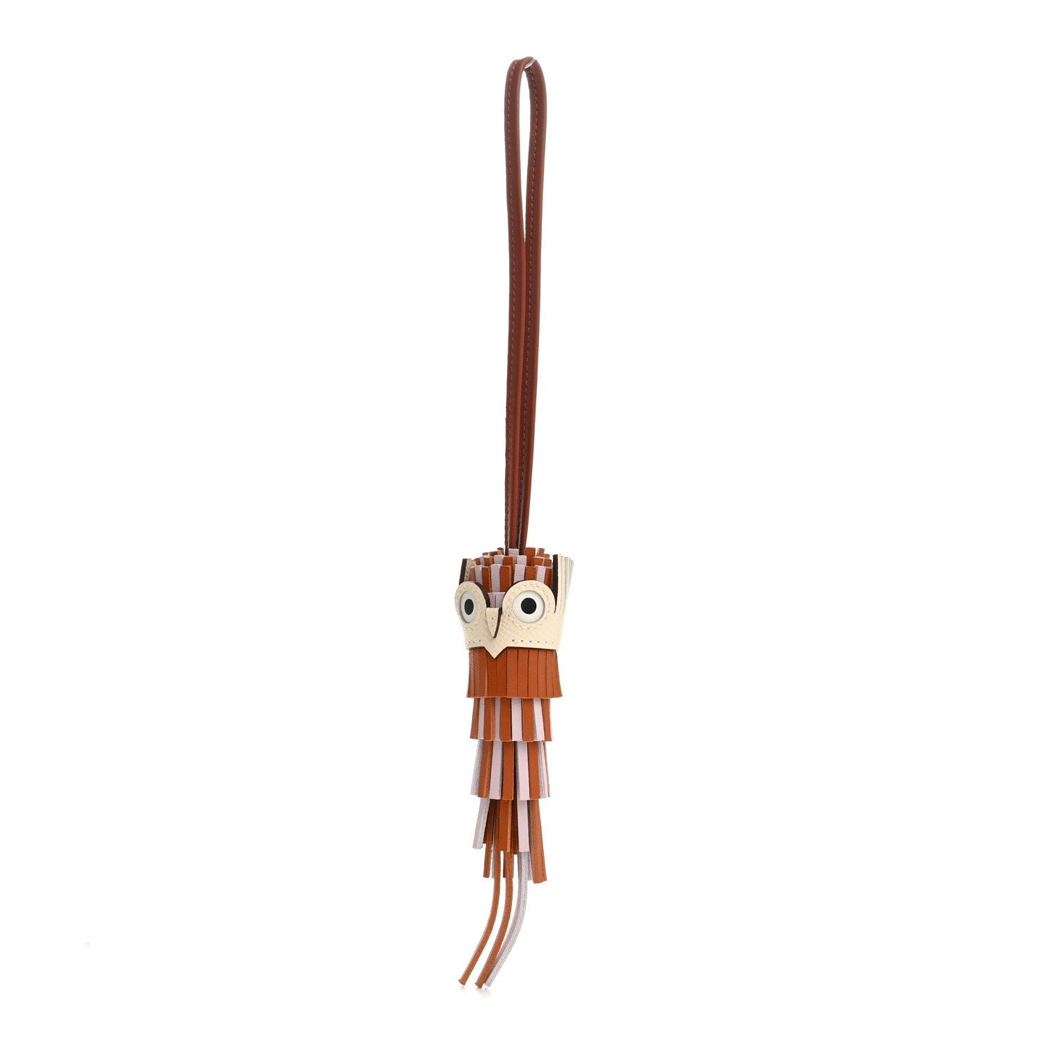 Hermes Milo Lambskin Epsom Chouette Bag Charm Gold Pain D'epice Black Nata White
