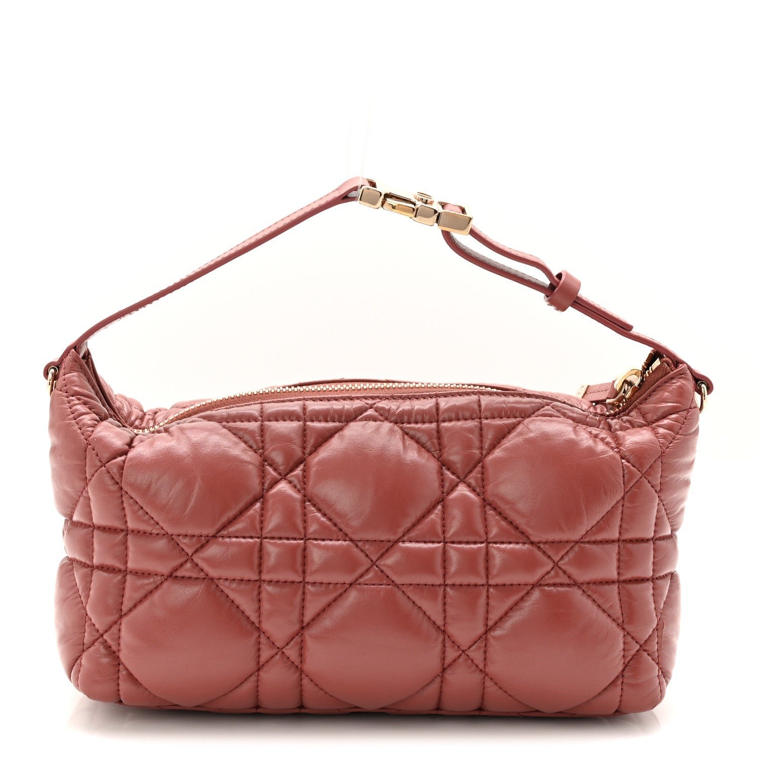 Christian Dior Calfskin Macrocannage Medium Diortravel Nomad Pouch Rust
