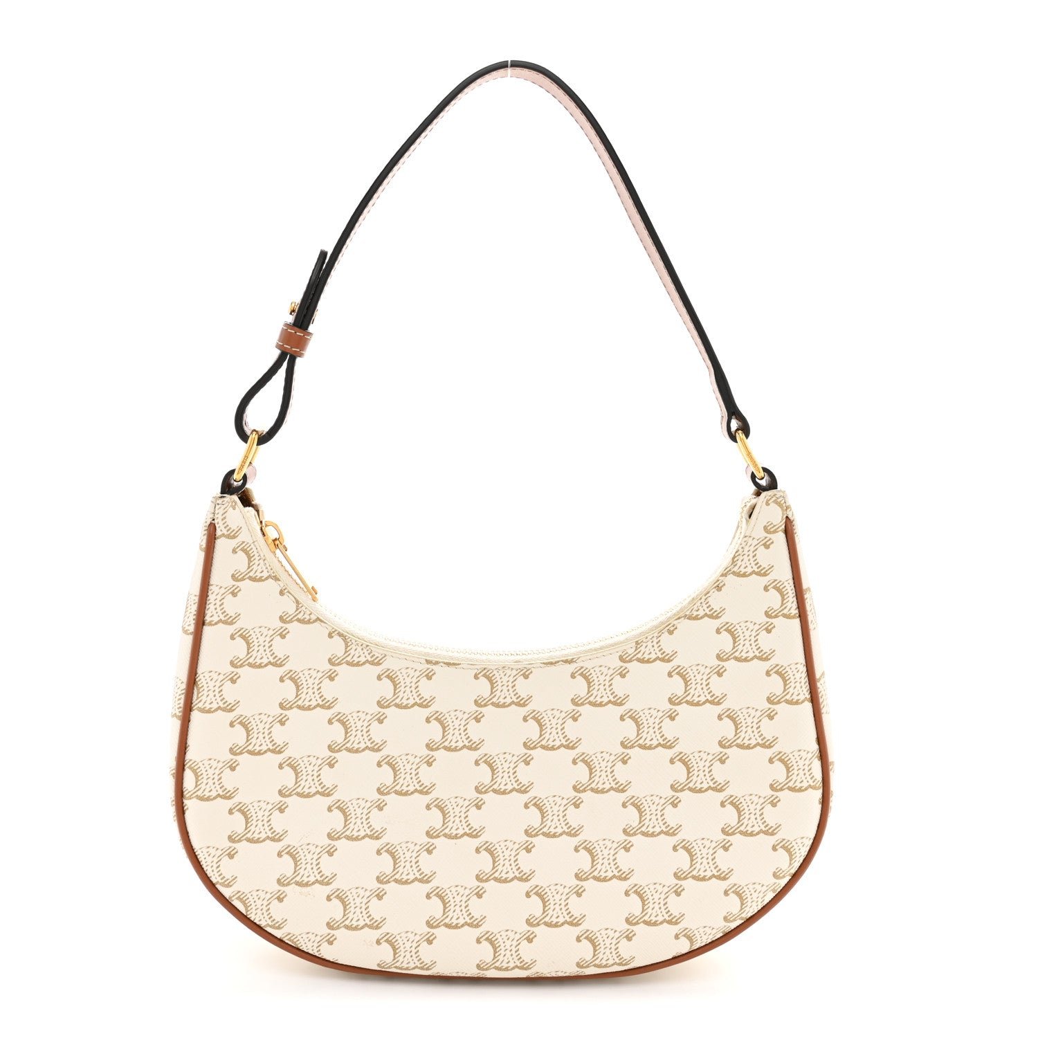 Celine Canvas Calfskin Ava Triomphe Shoulder Bag White