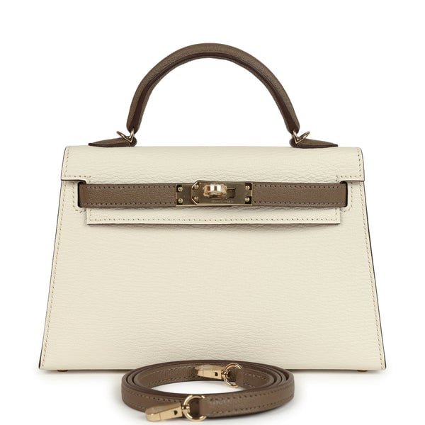 Hermes Hermes Special Order (HSS) Kelly Sellier 20 Nata and Etoupe Chevre Mysore Permabrass Hardware