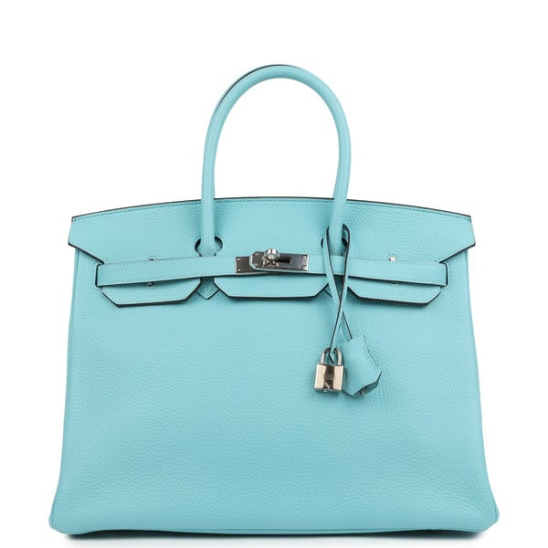 Hermes Hermes Birkin 35 Bleu Atoll Clemence Palladium Hardware