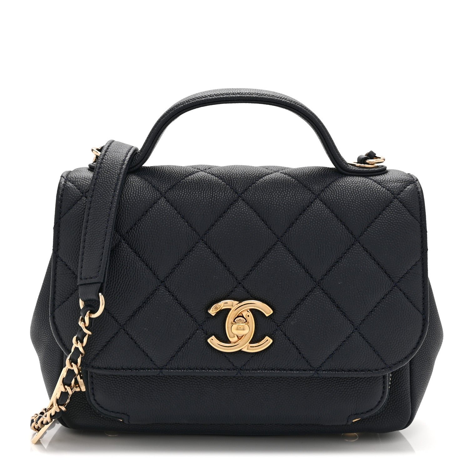 Chanel Caviar Quilted Mini Business Affinity Flap Navy Blue