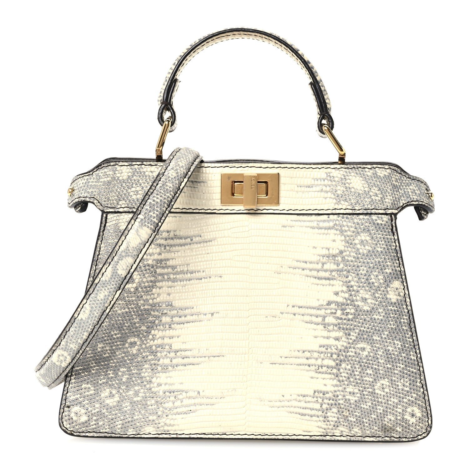 Fendi Lizard Togo Lucido Petite Peekaboo I SEE U Satchel Roccia