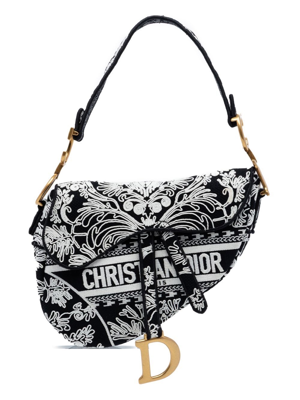 Dior 2022 Canvas Embroidered Ornamental Cornely Saddle Bag shoulder bag
