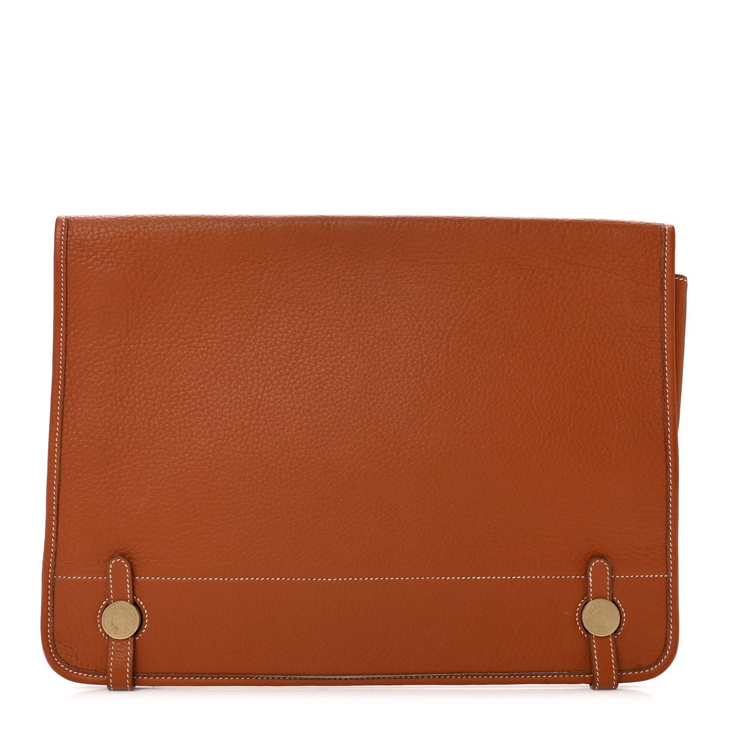 Hermes Hermes Taurillon Clemence Dogon Porte Document Marin Fauve