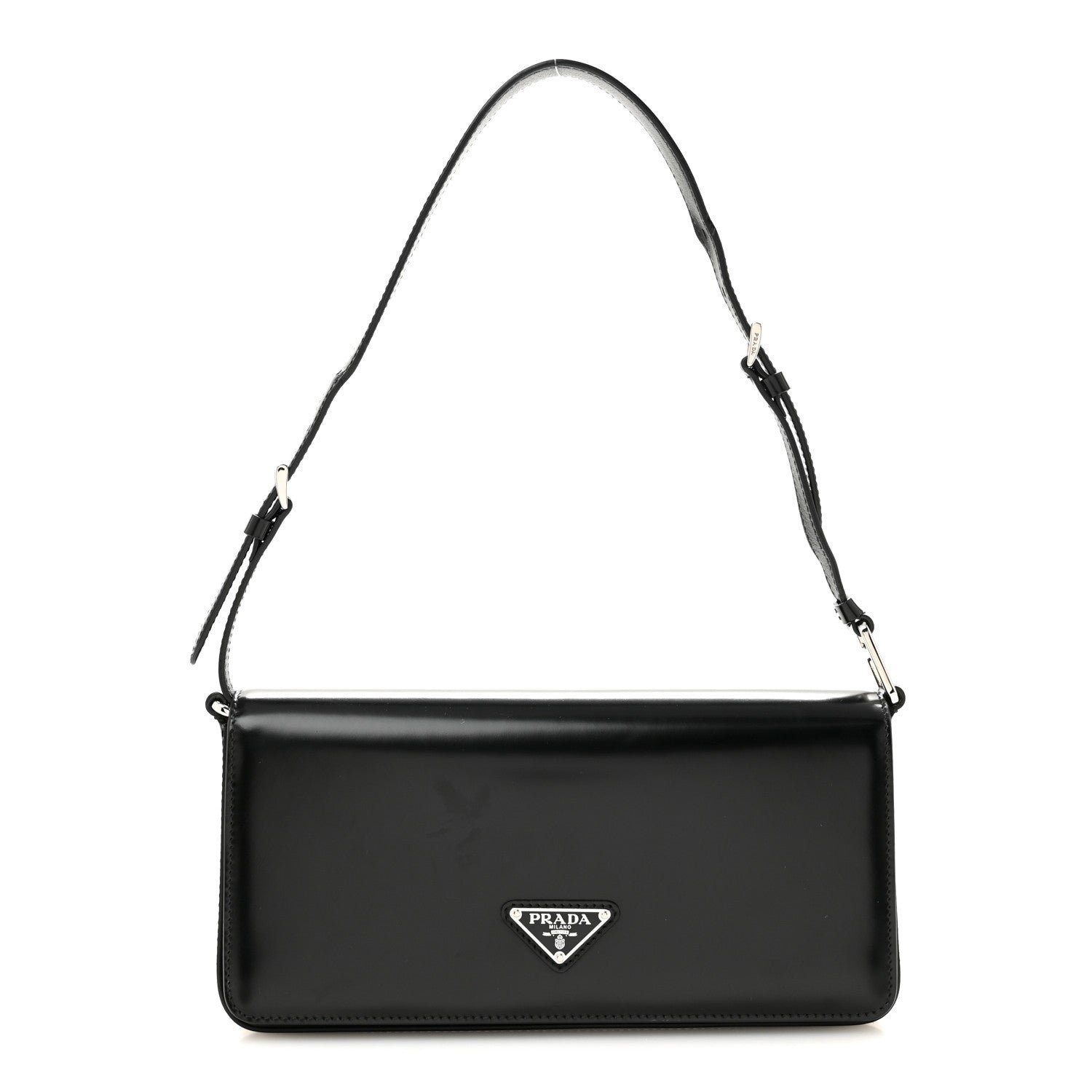 Prada Spazzolato Femme Flap Shoulder Bag Black