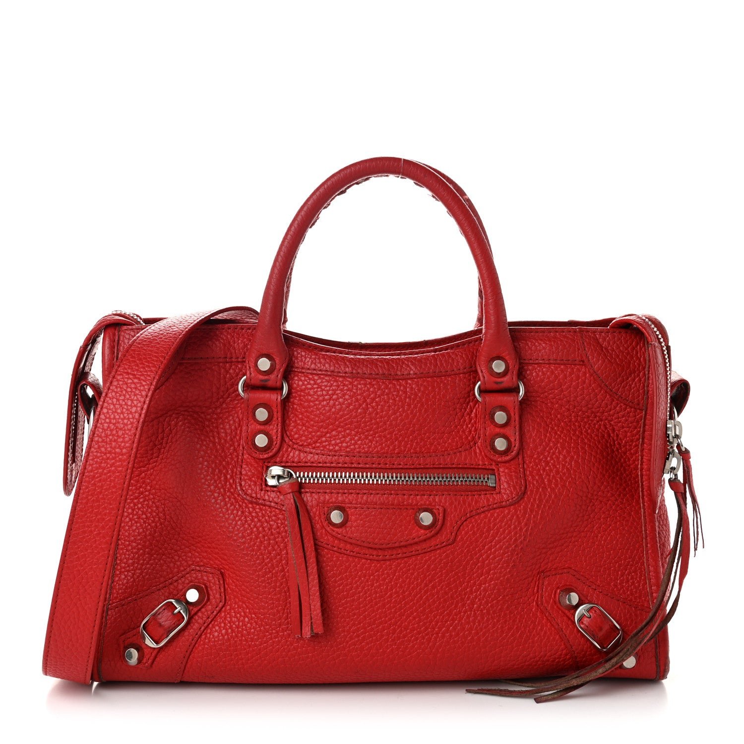 Balenciaga Vibrato Calfskin Classic Silver Hardware S City Rouge Cerise