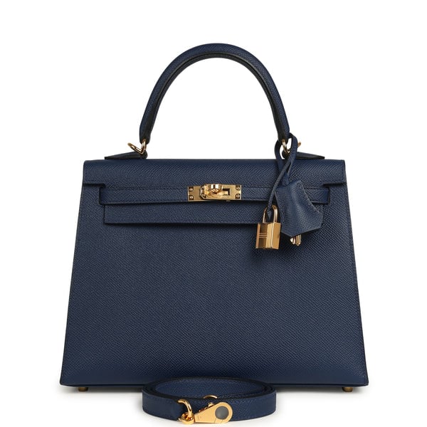 Hermes Hermes Kelly Sellier 25 Bleu Navy Epsom Gold Hardware