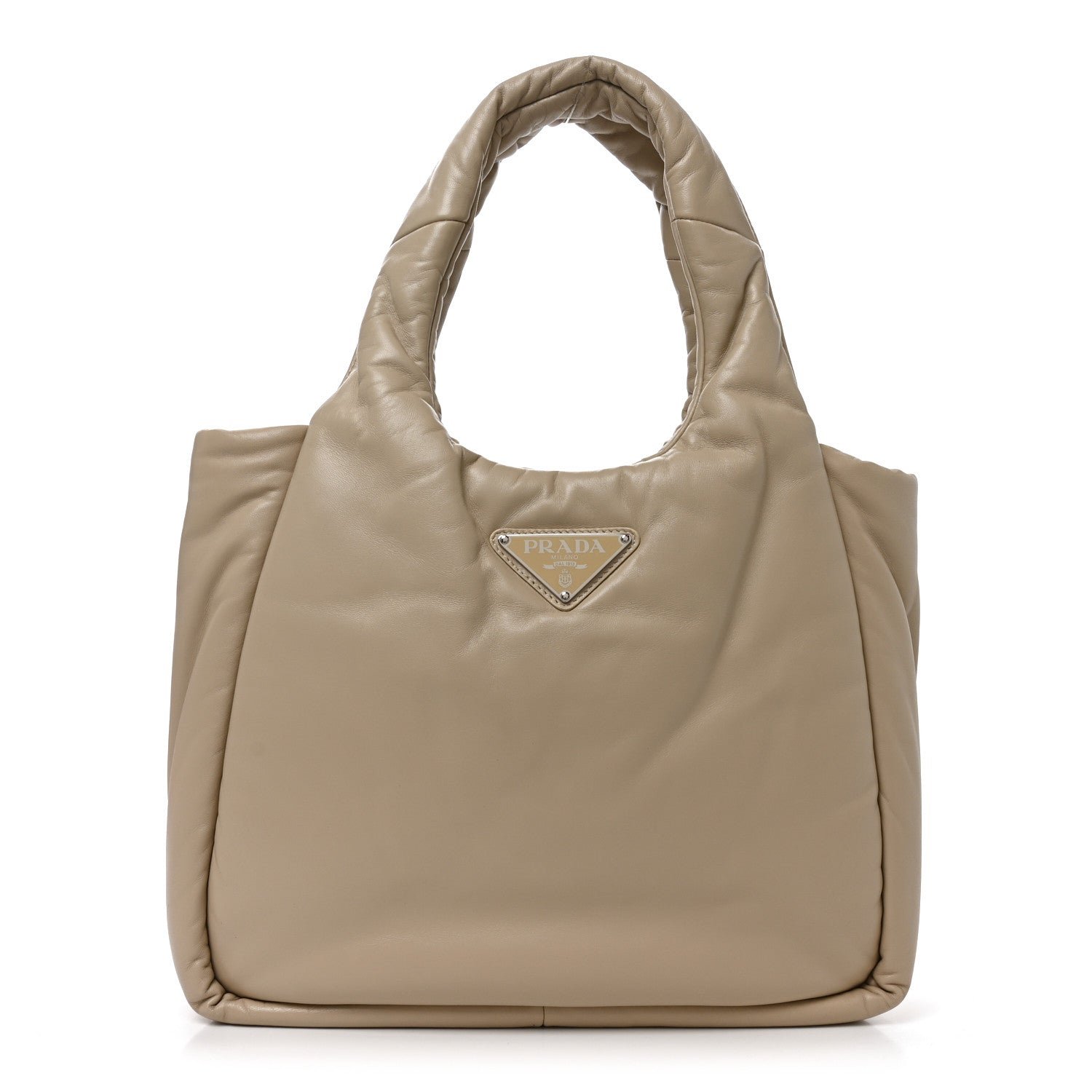 Prada Nappa Soft Padded Medium Double Handled Shoulder Bag Deserto