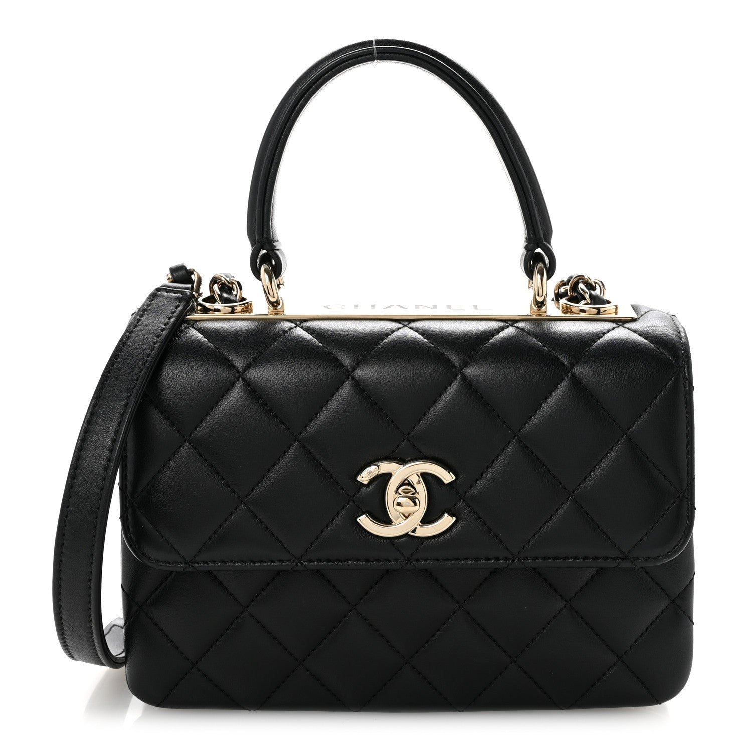 Chanel Lambskin Quilted Small Trendy CC Dual Handle Flap Bag Black
