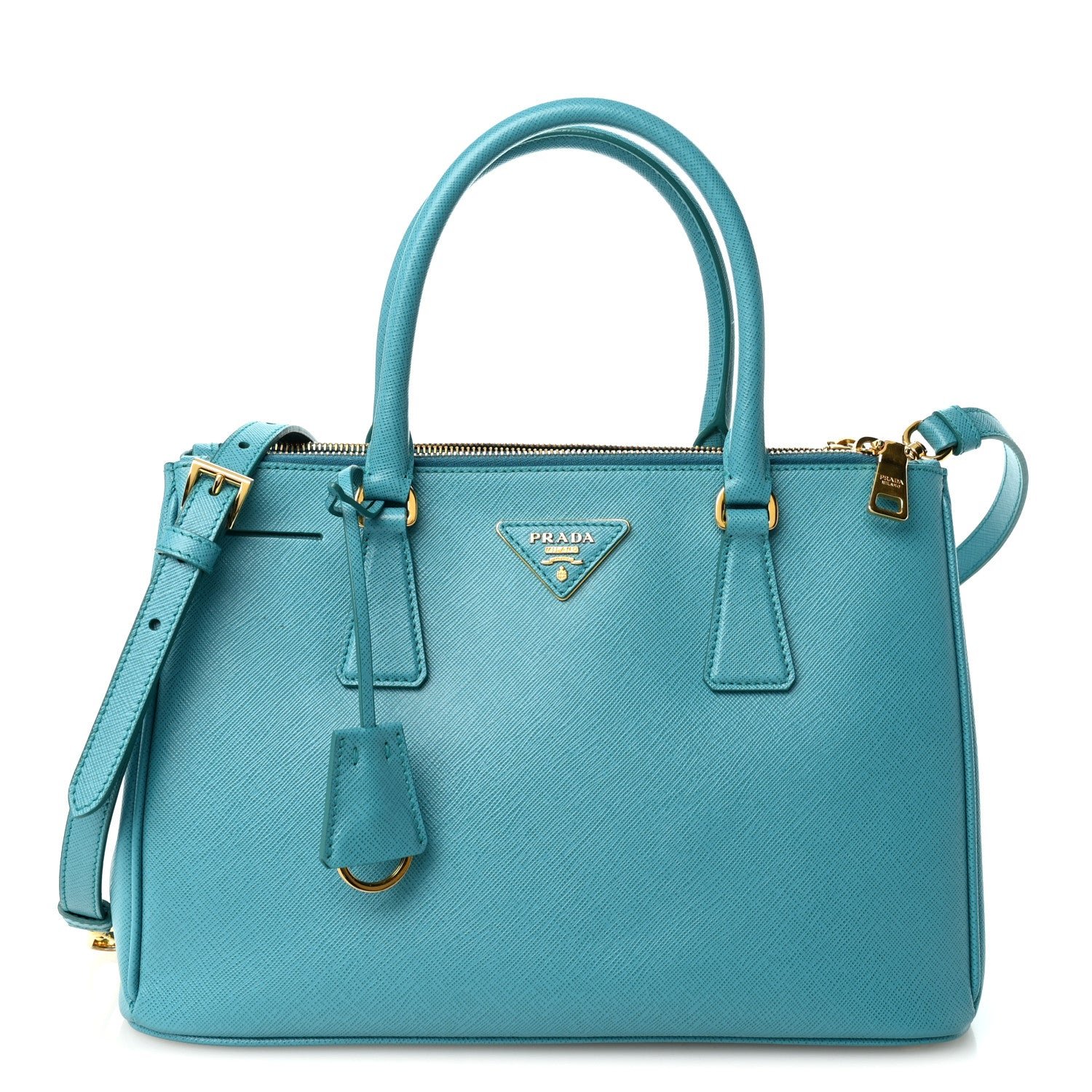 Prada Saffiano Lux Small Galleria Double Zip Tote Turchese