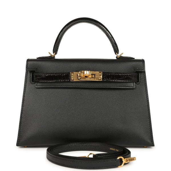 Hermes Hermes Kelly Sellier 20 Black Madame and Shiny Alligator Touch Gold Hardware