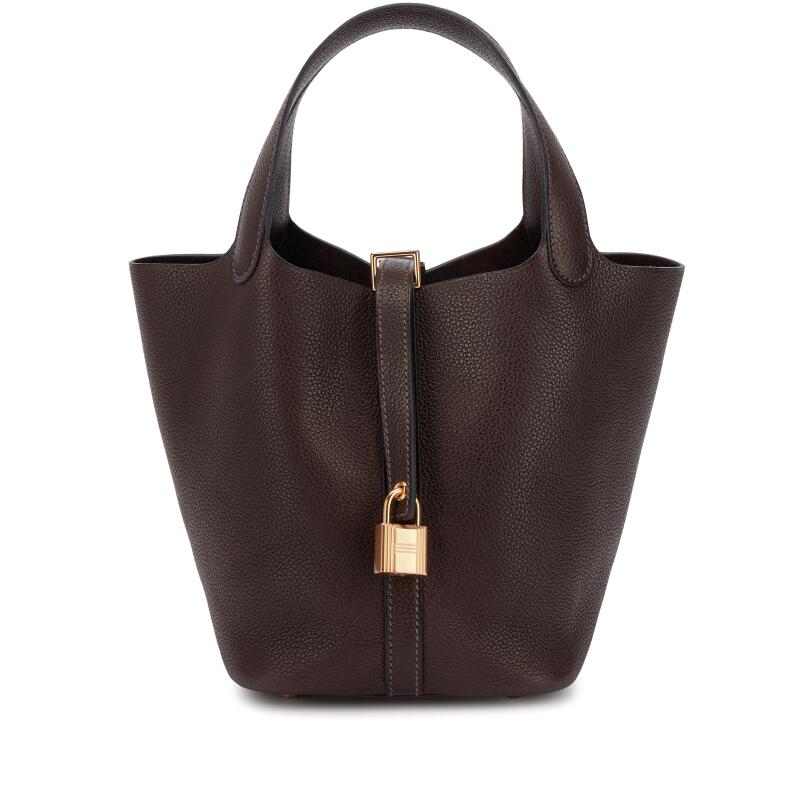 Hermes Ebene Barenia Faubourg Picotin Lock 18 Gold Hardware, 2025