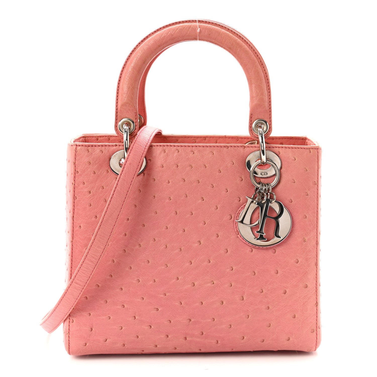 Christian Dior Ostrich Medium Lady Dior Pink