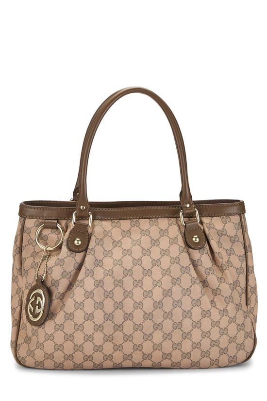 Pink GG Canvas Sukey Zip Handbag Large