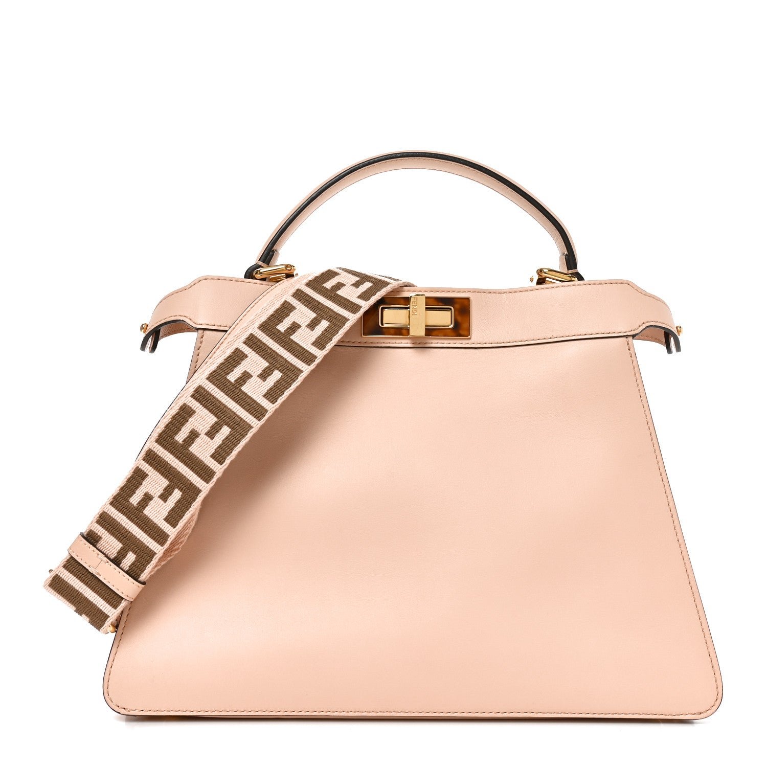 Fendi Vitello Seta Shiny Nappa Plexiglass Medium Peekaboo I SEE U Satchel Light Rose
