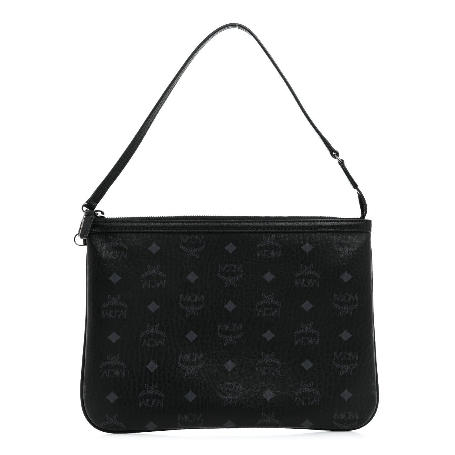 MCM Visetos Liz Shopper Tote Pouch Black