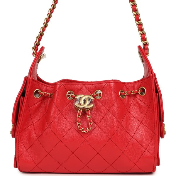 Chanel Chanel Mini 25 Hobo Bag Dark Red Caviar Antique Gold Hardware