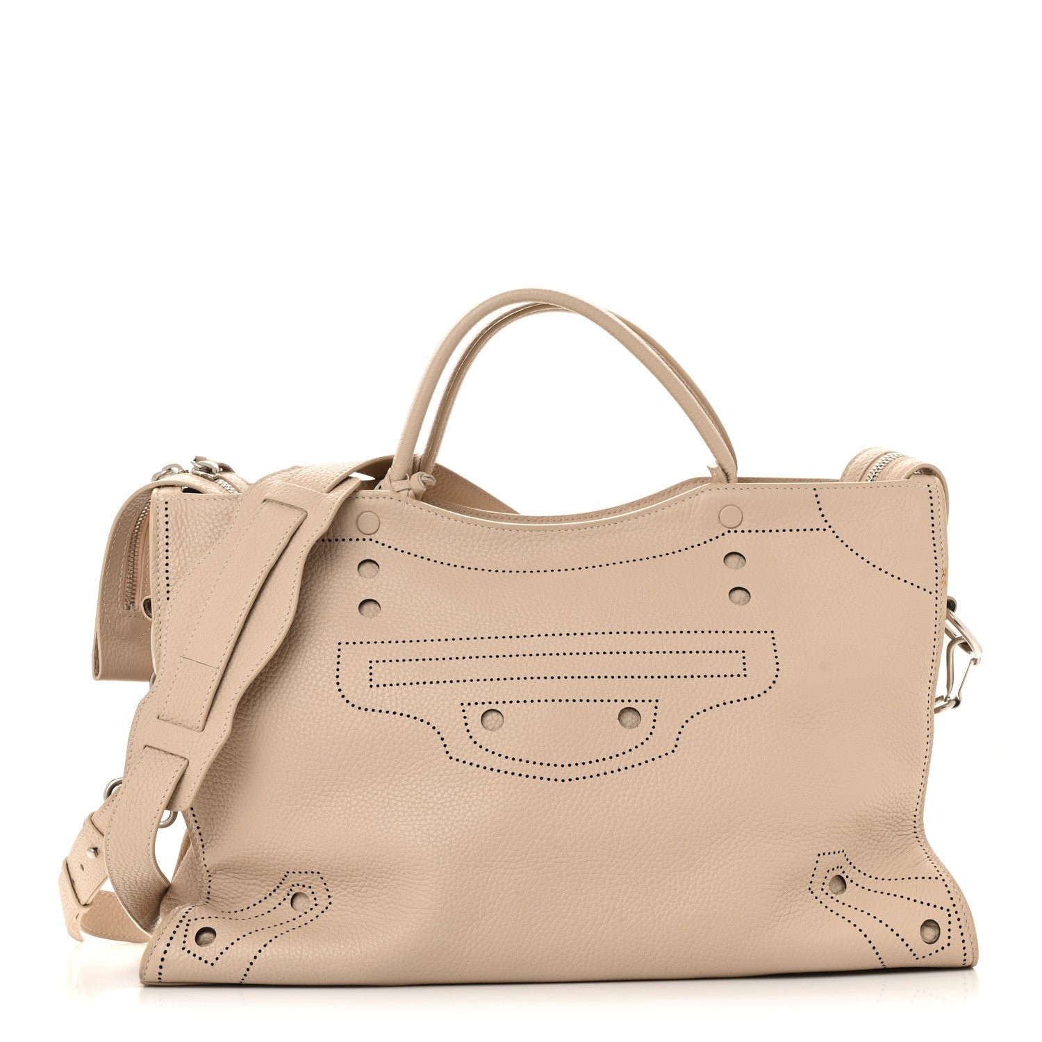 Balenciaga Veau Soyeux Perforated Blackout Hardware City Beige Poudre