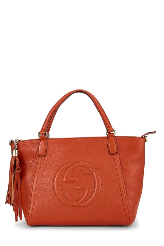 Orange Grained Leather Soho Top Handle Bag
