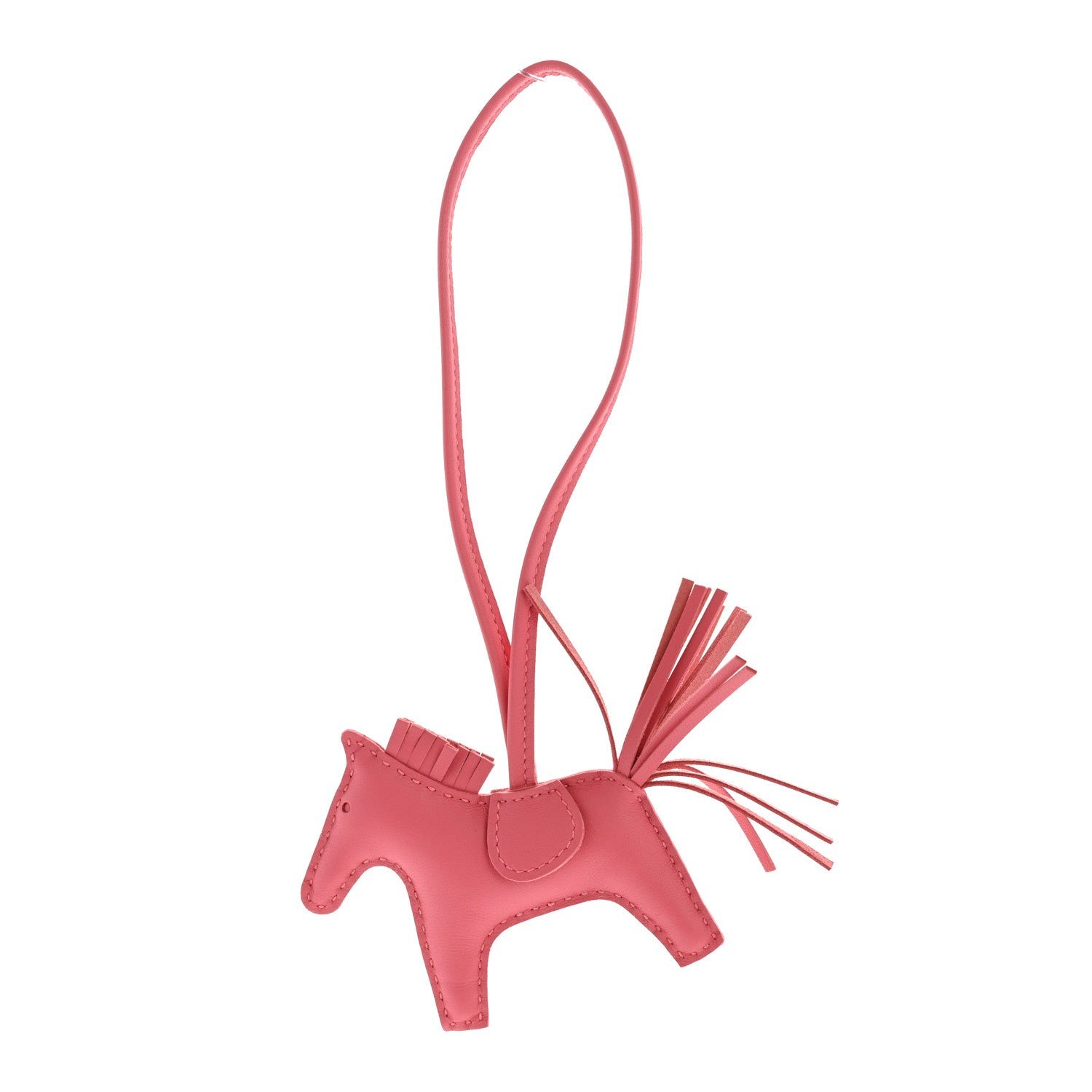 Hermes Milo Lambskin Grigri Rodeo Horse Bag Charm PM Rose Azalee