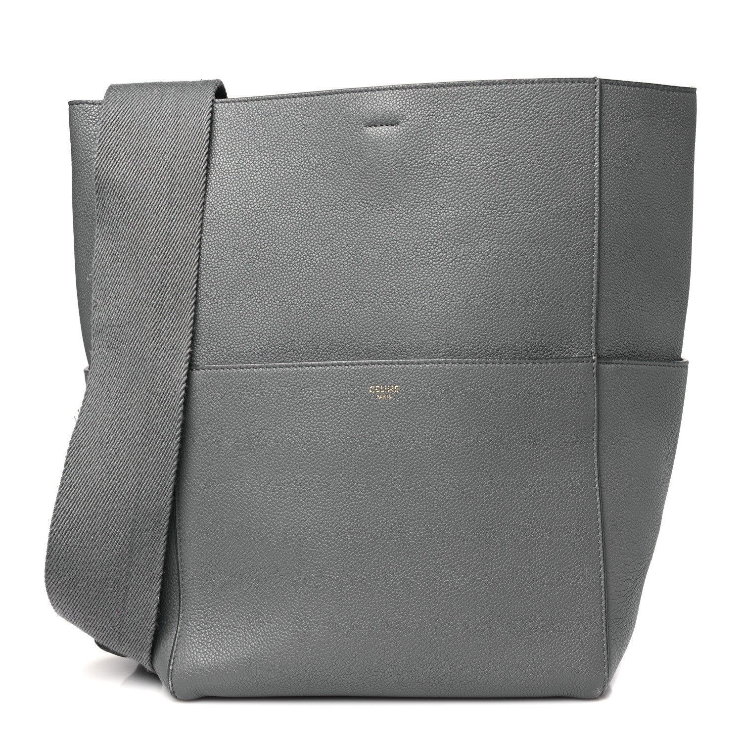 Celine Soft Grained Calfskin Sangle Bucket Bag Grey