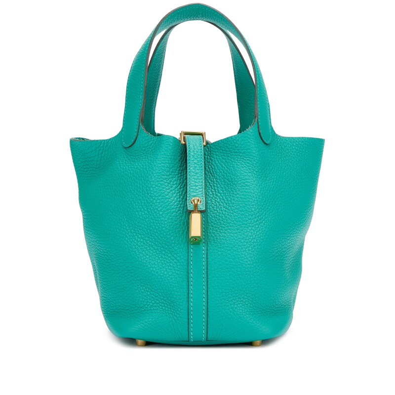 Hermes Vert Verone Clemence Picotin Lock 18 Gold Hardware, 2020