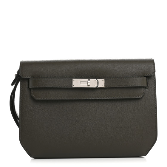 Hermes Evercolor Kelly Depeches 25 Pouch Vert Maquis