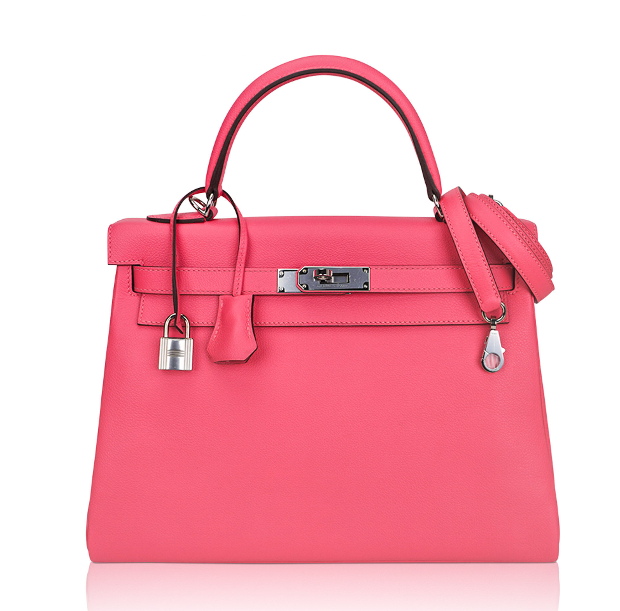 Hermes Hermes Kelly 32 Rose Azalee Evercolor Leather Palladium Hardware