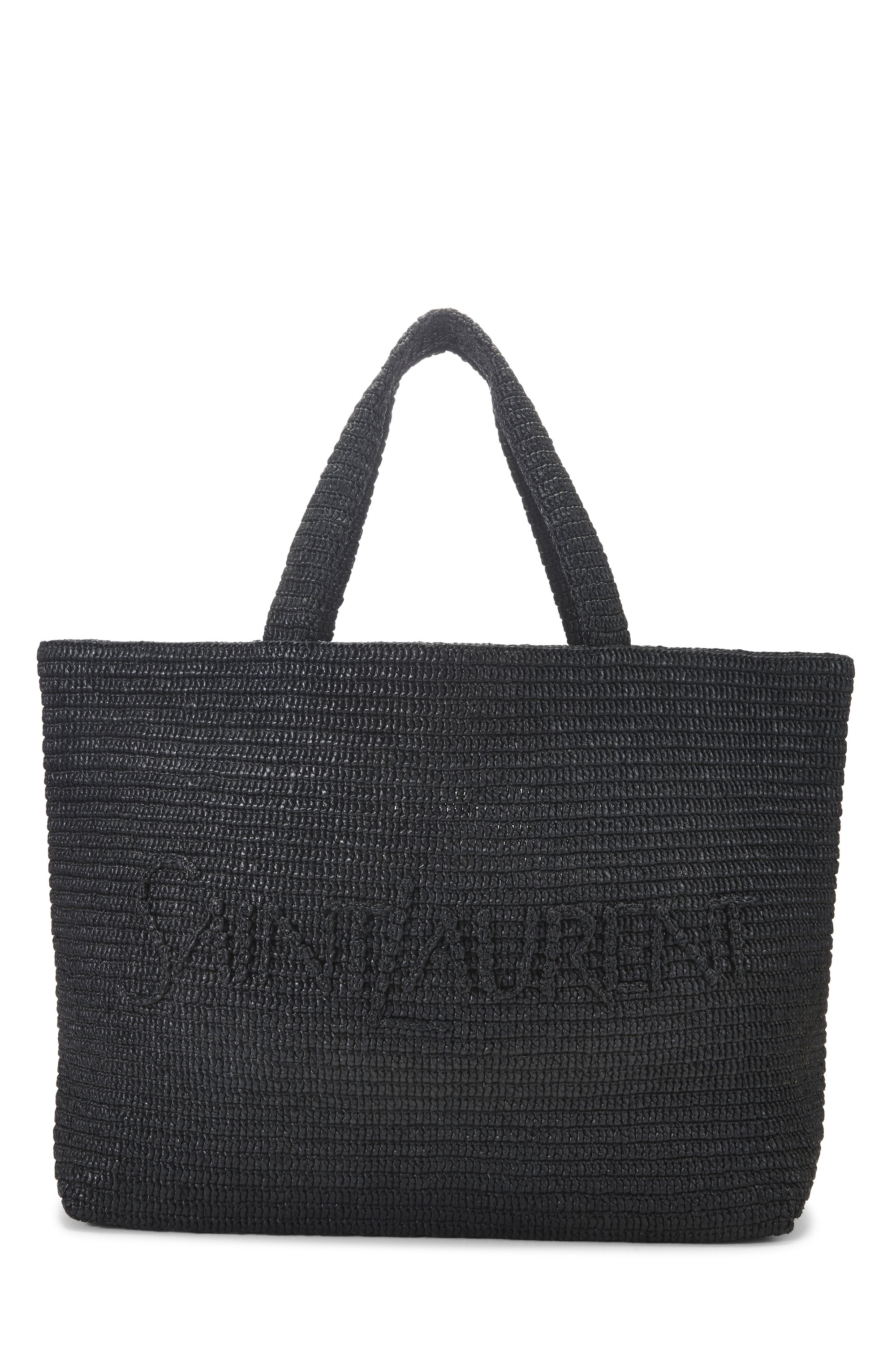 Black Raffia Logo Tote Large
