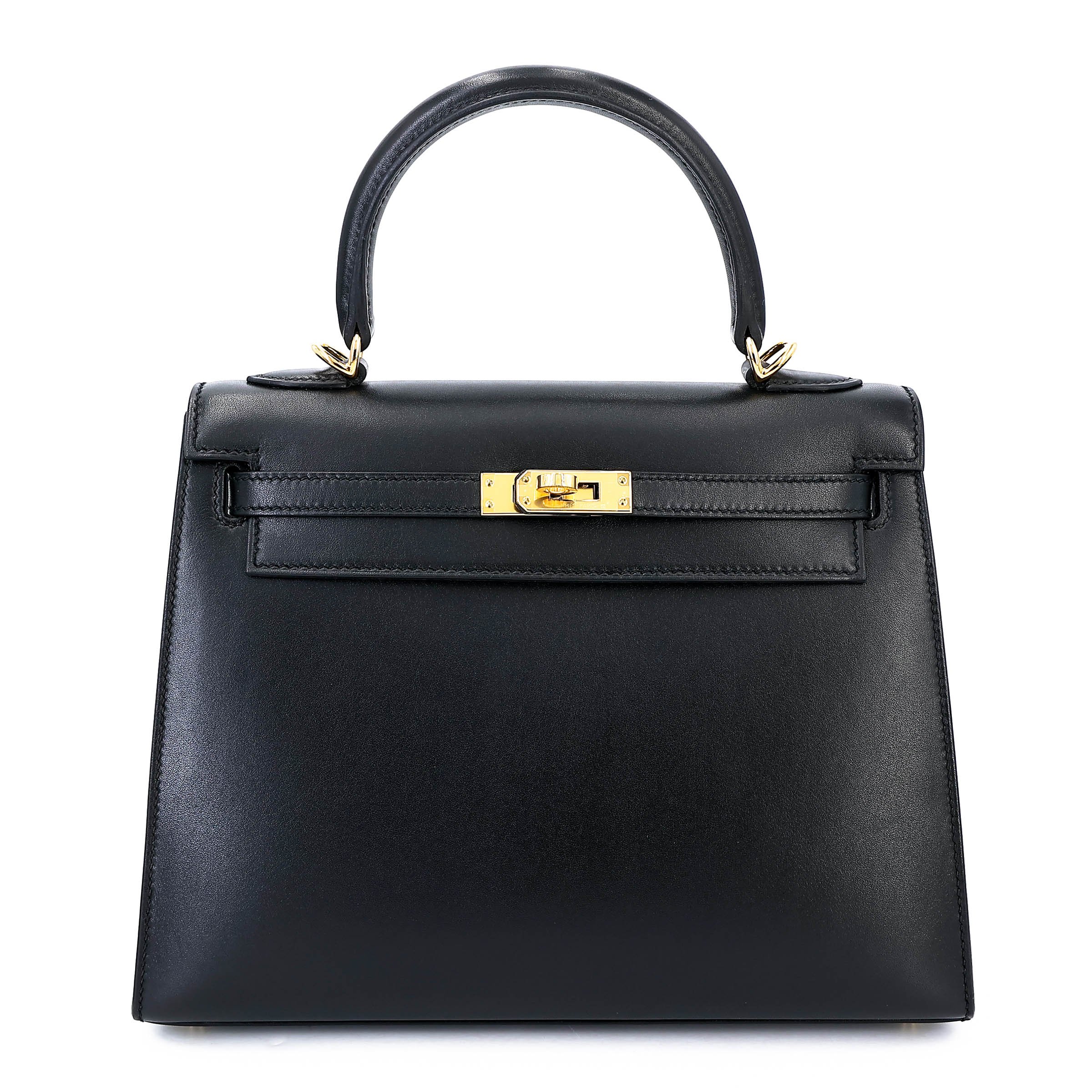 Unused ( Rank NS ) HERMÈS Kelly 25 Sellier Noir (89) Tadelakt Gold hardware D (2019)