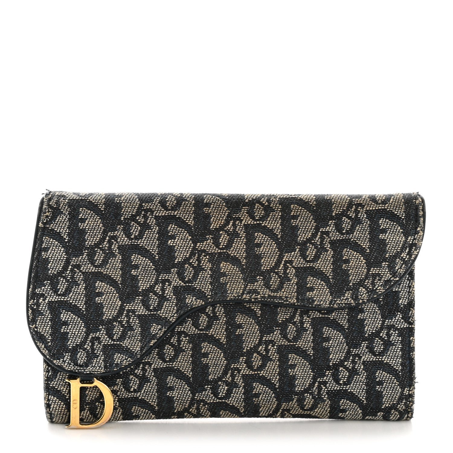 Christian Dior Monogram Saddle Wallet Navy
