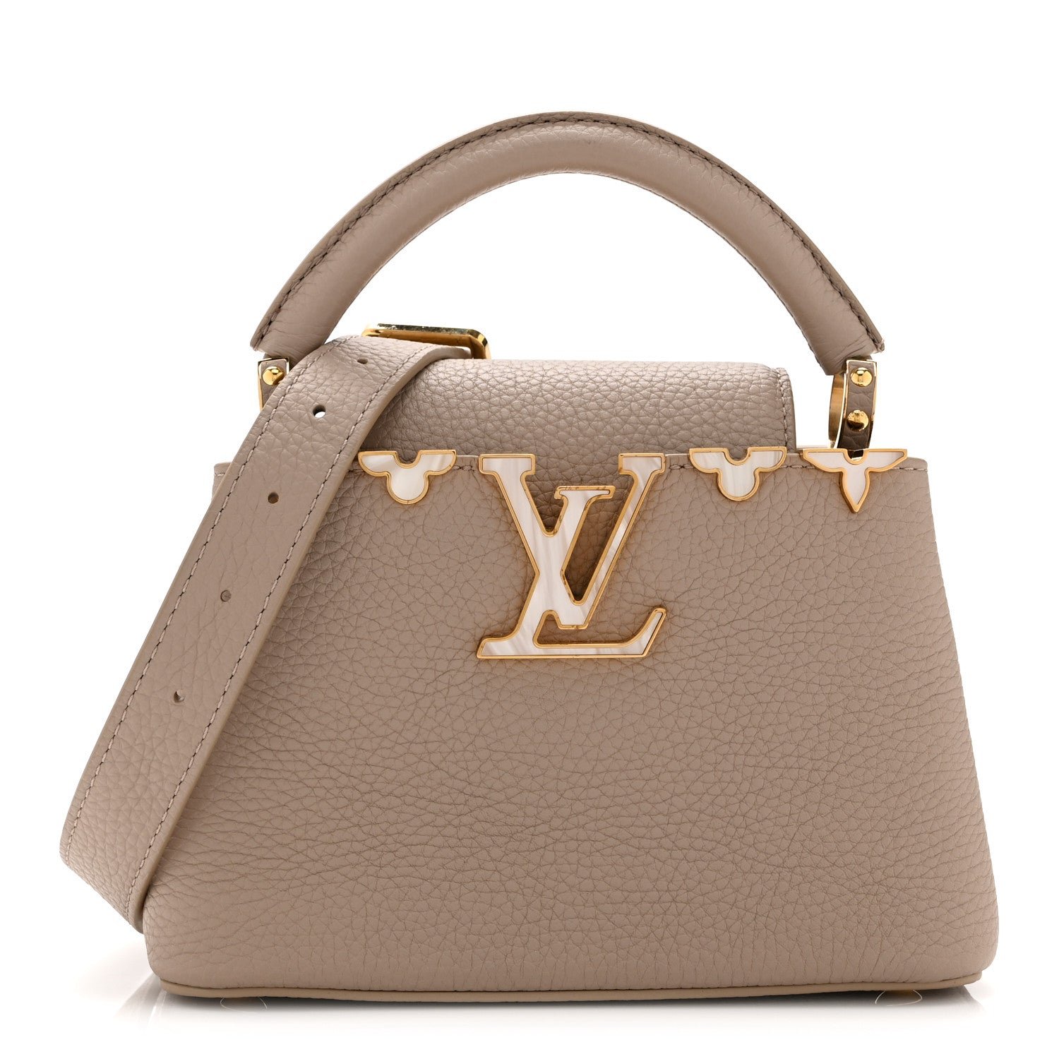 Louis Vuitton Taurillon Mother of Pearl Flower Crown Mini Capucine  Creme Nacre