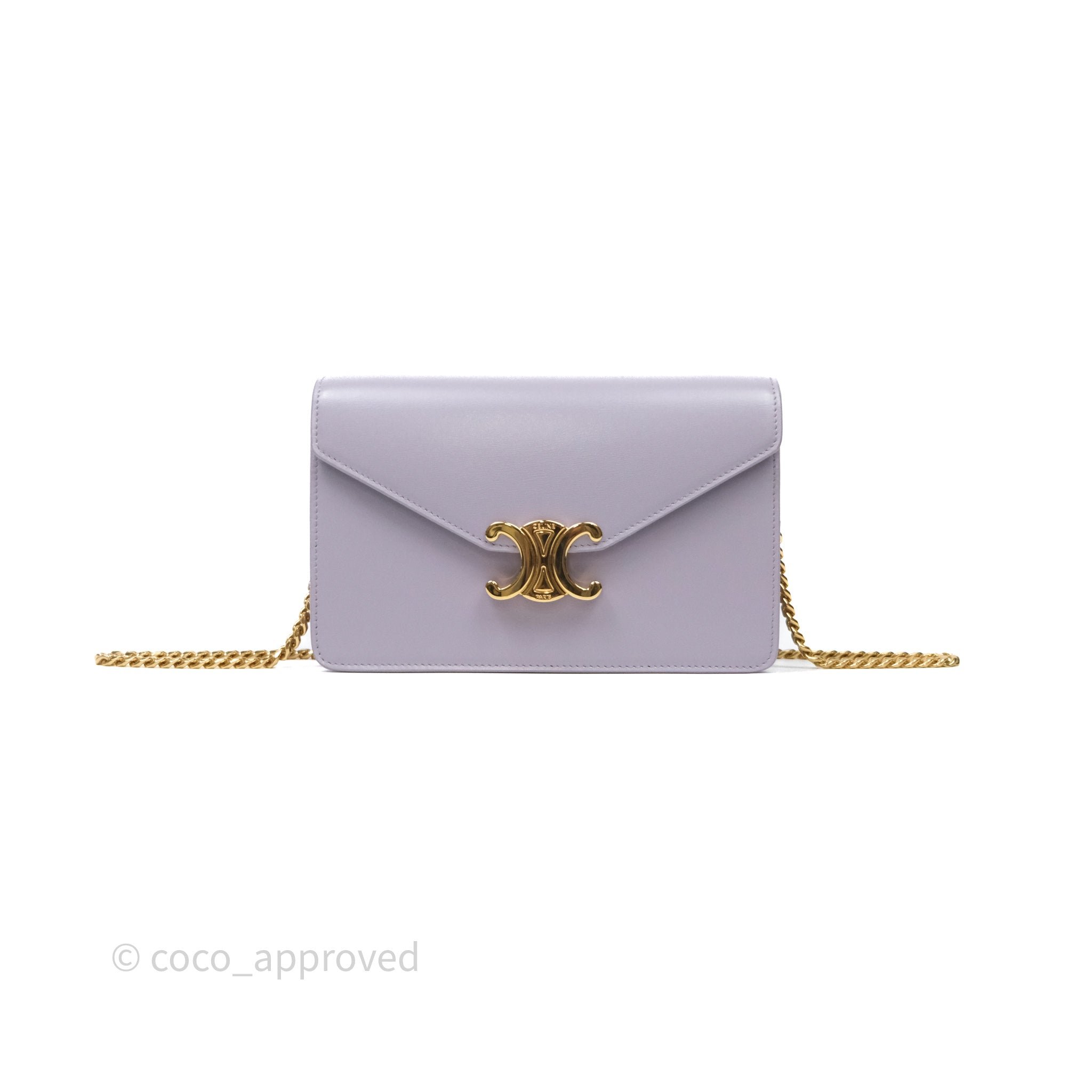 Celine Margo Wallet On Chain in Purple lavender Shiny Calfskin